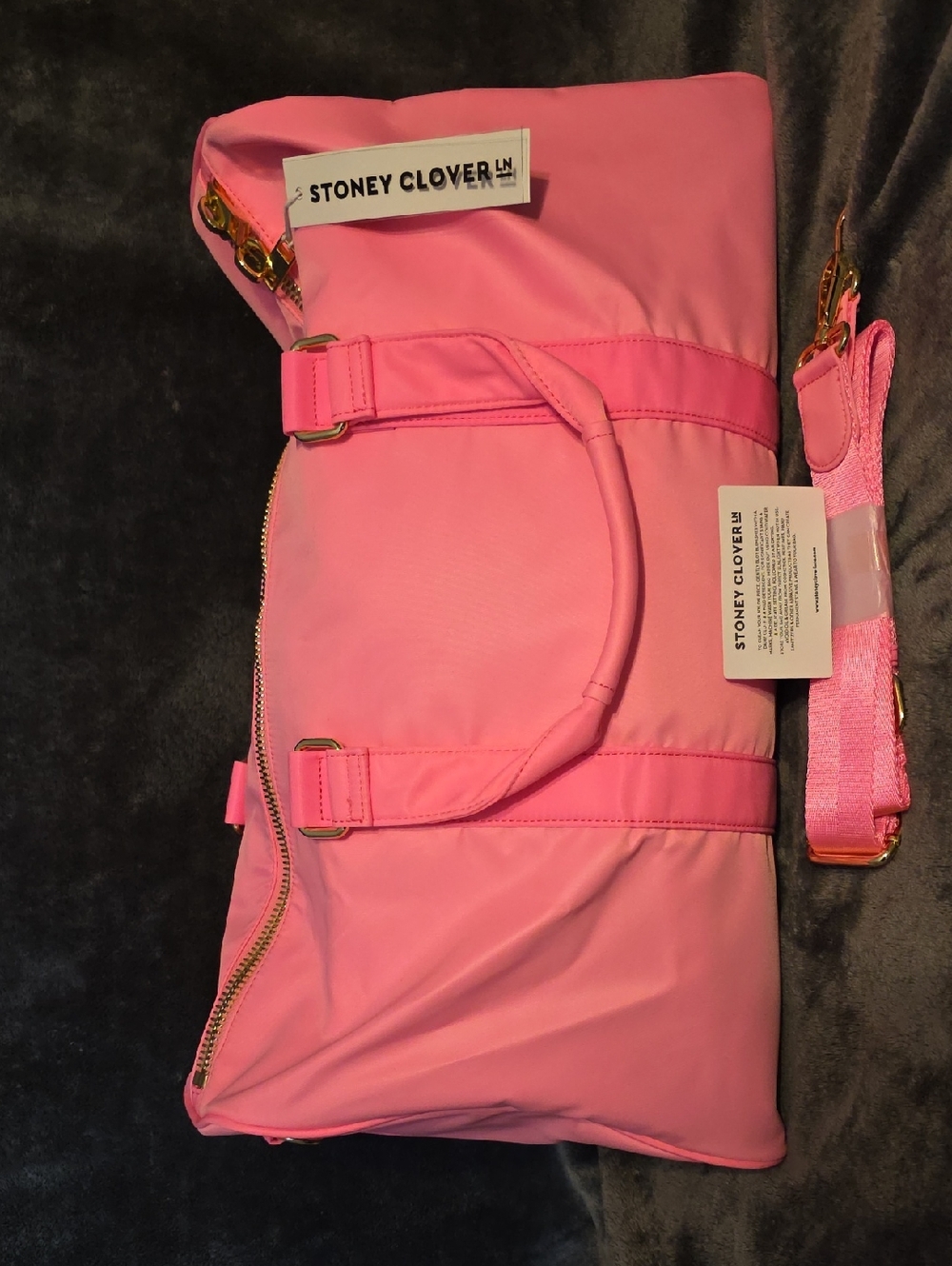 Stoney Clover Lane Hot Pink Travel Duffel with Gold Hardware